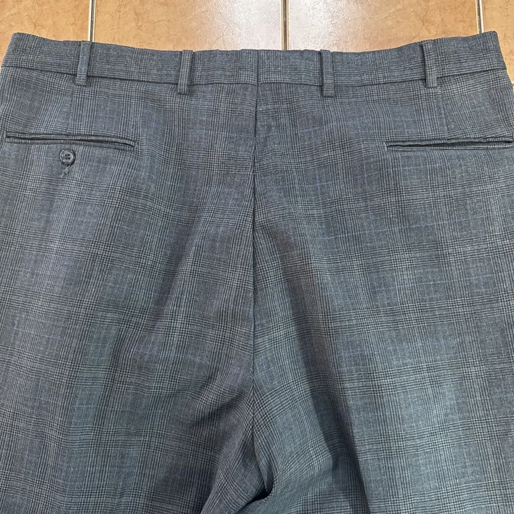 Jos‎ A Bank Sz 44L Suit Jacket Pants 38 x 30 2Pc Gray Blue Glen Plaid 100% Wool